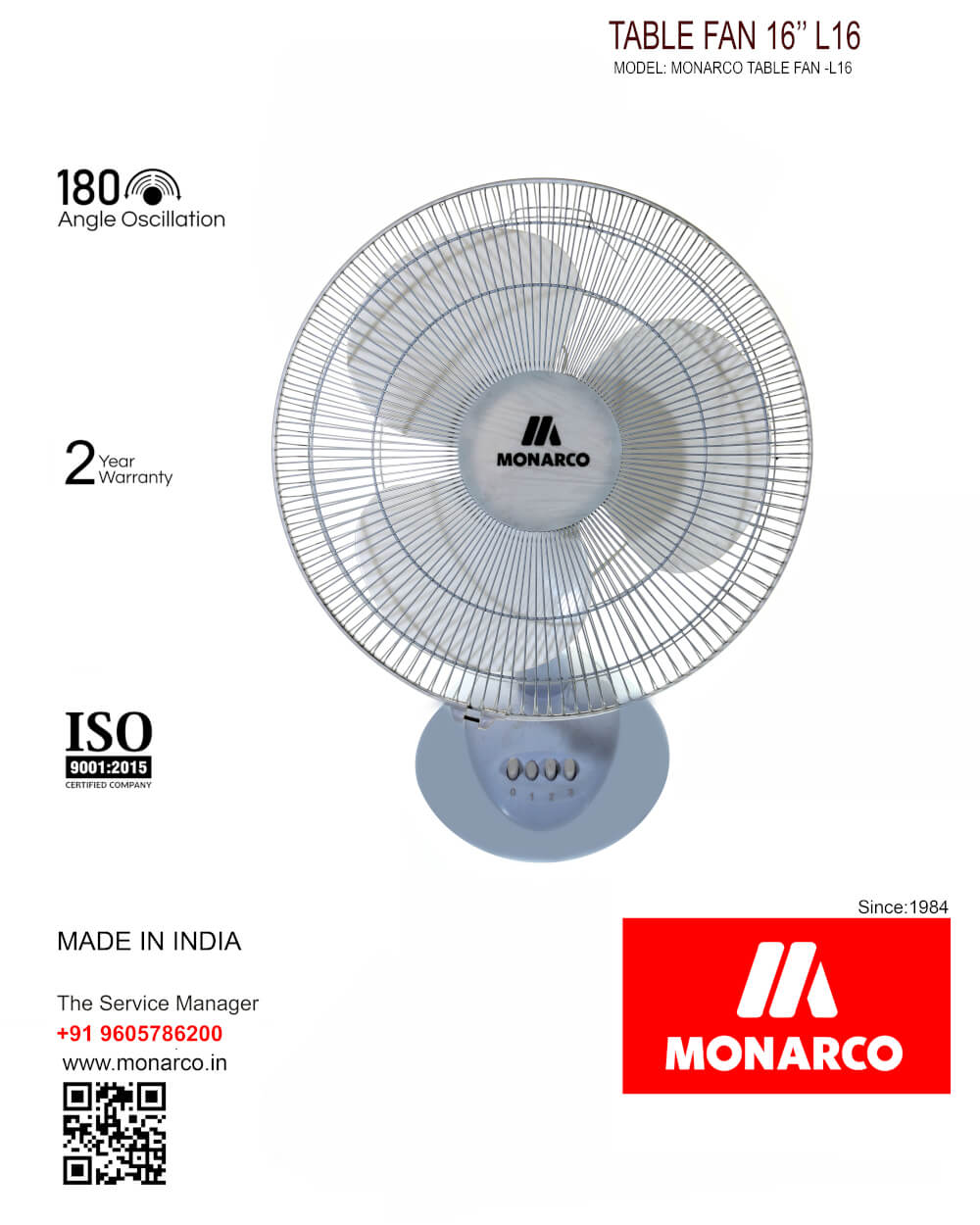 Monarco Table Fan L16