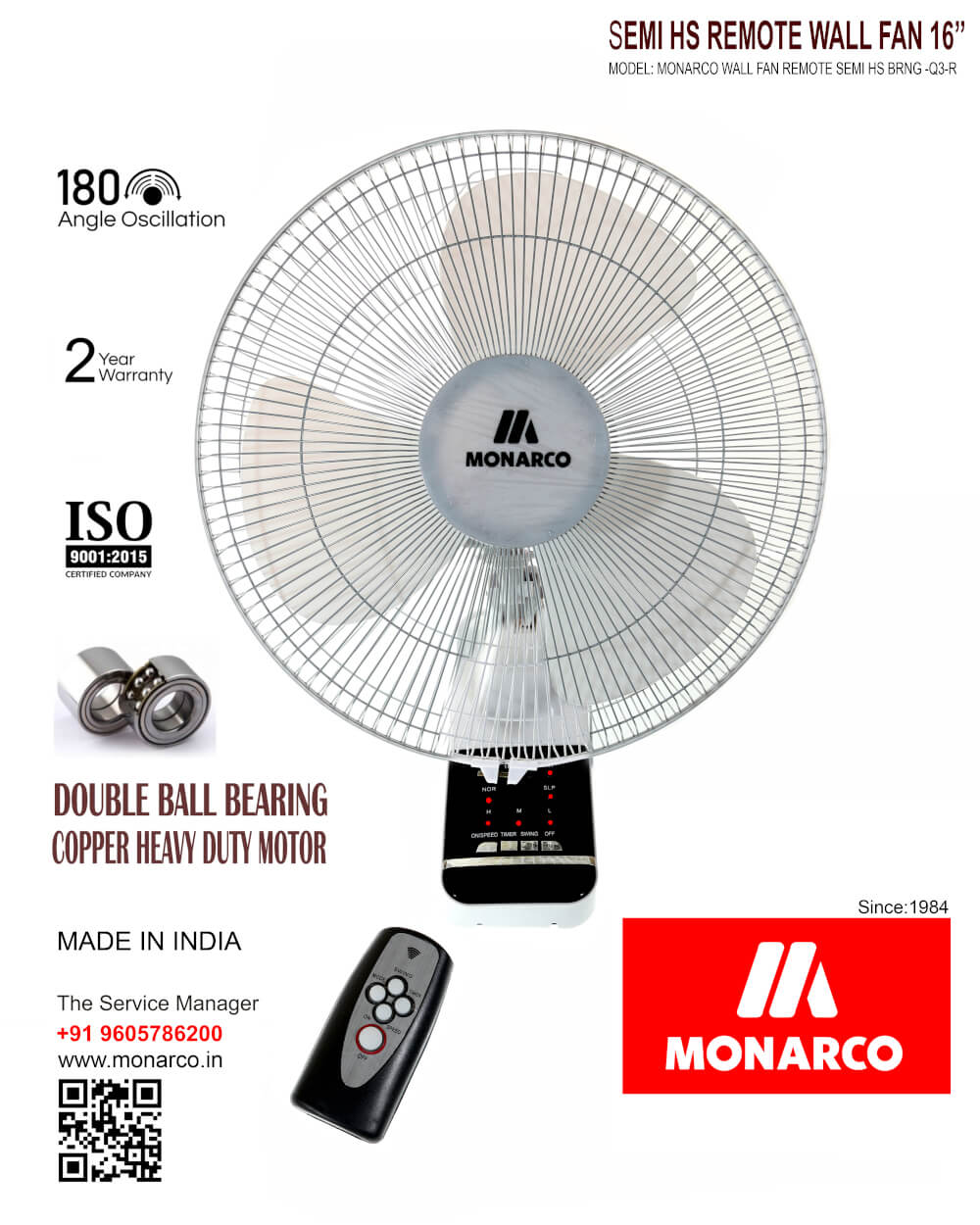 Monarco Wall Fan Remote